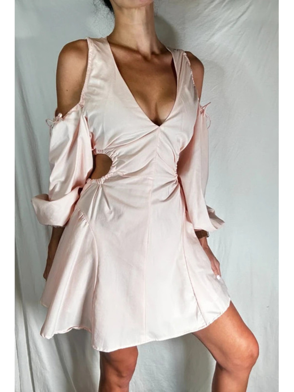 Bardot Women's Pink Cold Shoulder Dress Size S with Cutout Detail